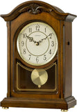 Wooden Mantel Clock TCW004DB Pendulum Carved Case Hourly Chime Classic Melody Antique Style for Fireplace