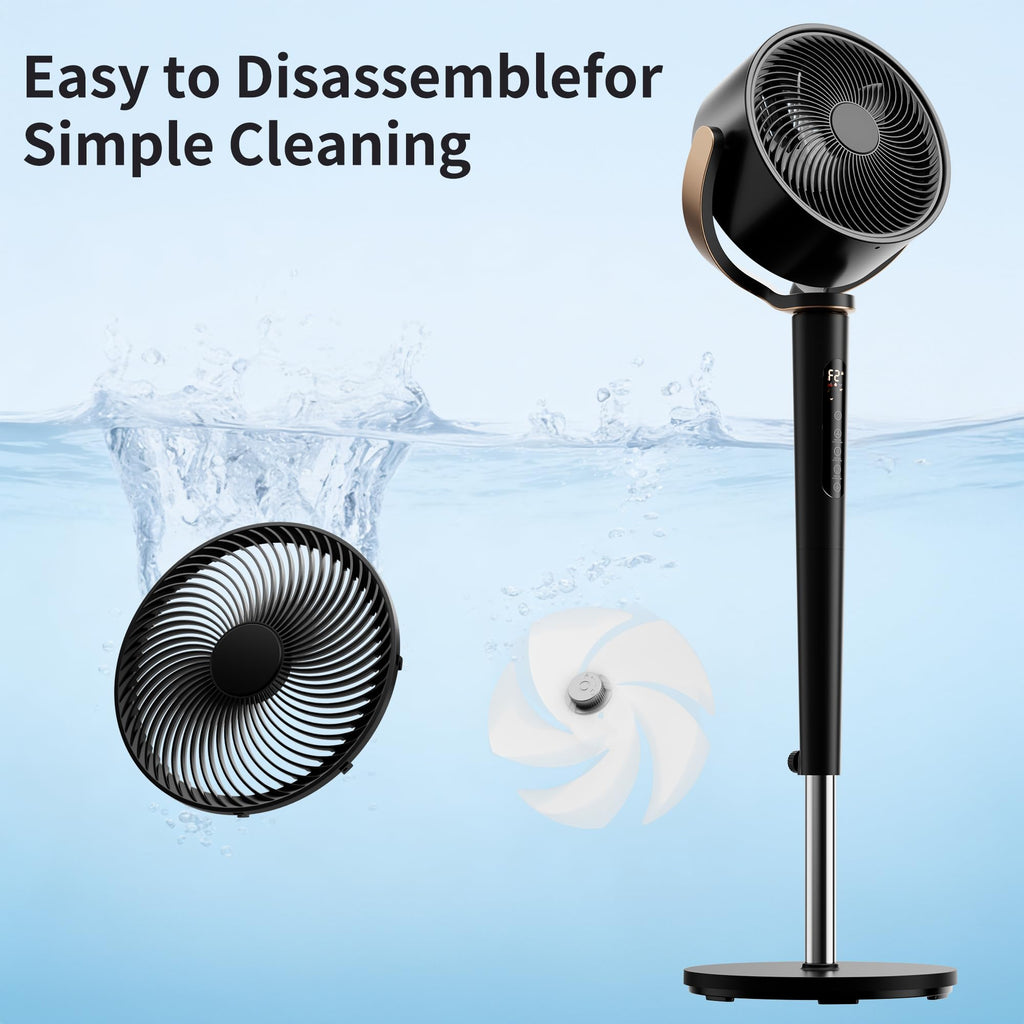 Pedestal Fan ,120°+120°Omnidirectional Oscillating Standing Fan,Quiet Floor Fan with DC Motor
