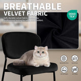 Black Dining Chairs Set of 2 Velvet Upholstered Dining Room Chairs Wide Seat Filled with 58D Memory Foam Modern