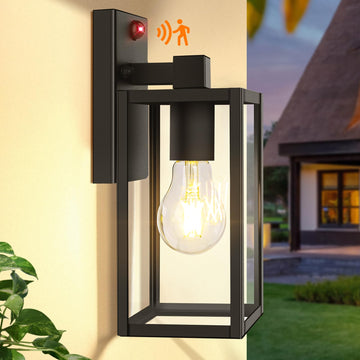 10.6" Upgraded Motion Sensor Outdoor Wall Light Fixture, Black