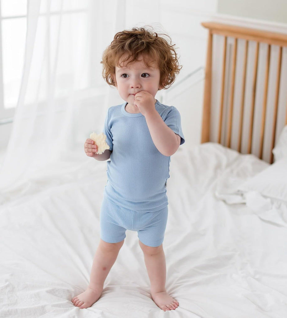 Toddler Short Pajamas Set Baby Boys Girls Kids Snug fit Ribbed Sleepwear pjs for Daily Life Style
