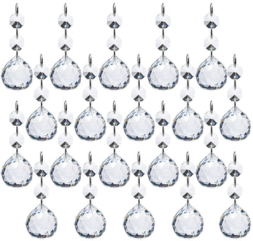 20 Pcs Crystal Glass Ball, 30mm Pendants Balls & Chandelier Prisms, Clear Faceted Hanging Crystals for Wedding Home