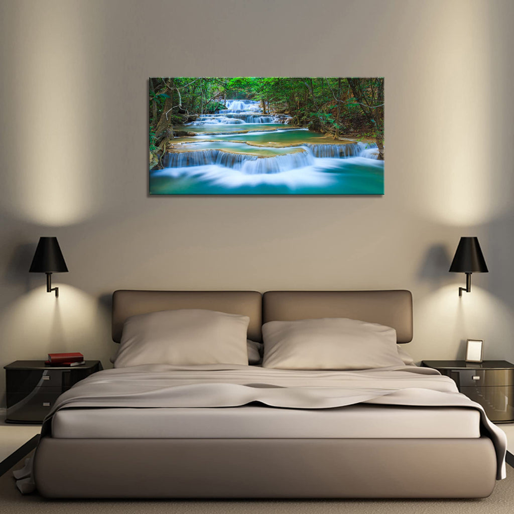 Canvas Prints Wall Art Forest Waterfall Landscape Forest Scenery Painting Nature Wilderness Photography