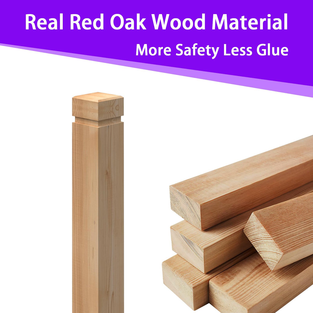 2PCS Newel Post Red Oak 3.5"x48" Premium Hardwood, Staircase Newel Post