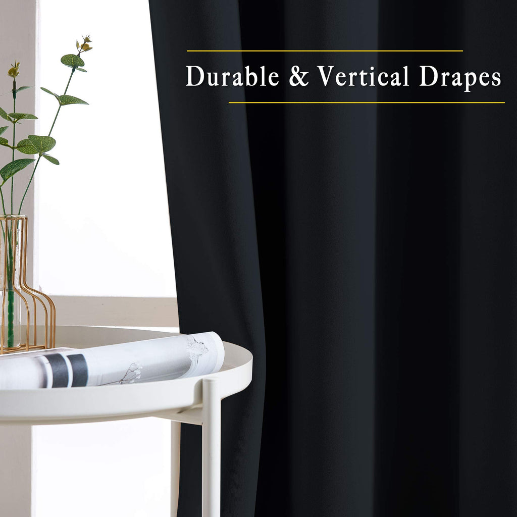 Black Out Curtain Panels - Home Decoration Thermal Insulated Solid Grommet Blackout Curtains/Drapes for Hall/Sliding