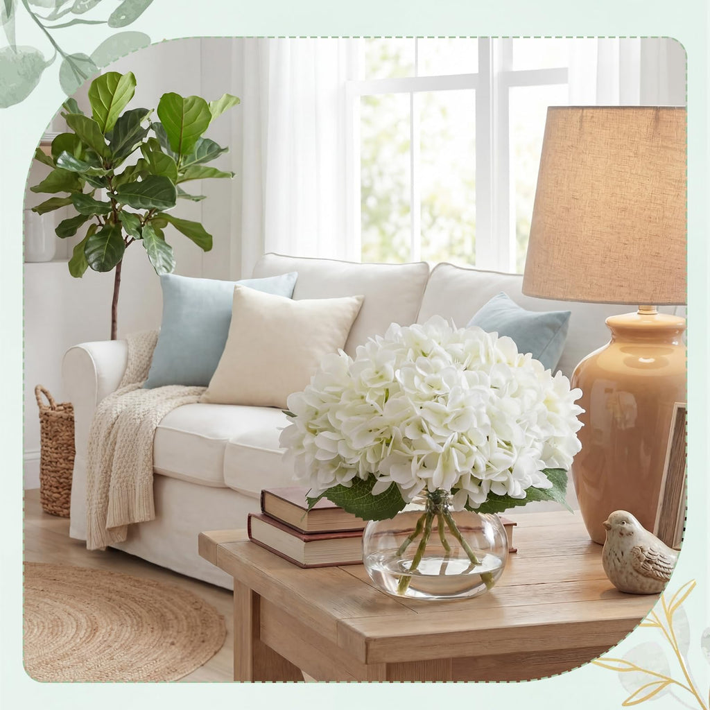 4 Pack Artificial with Vase (White)