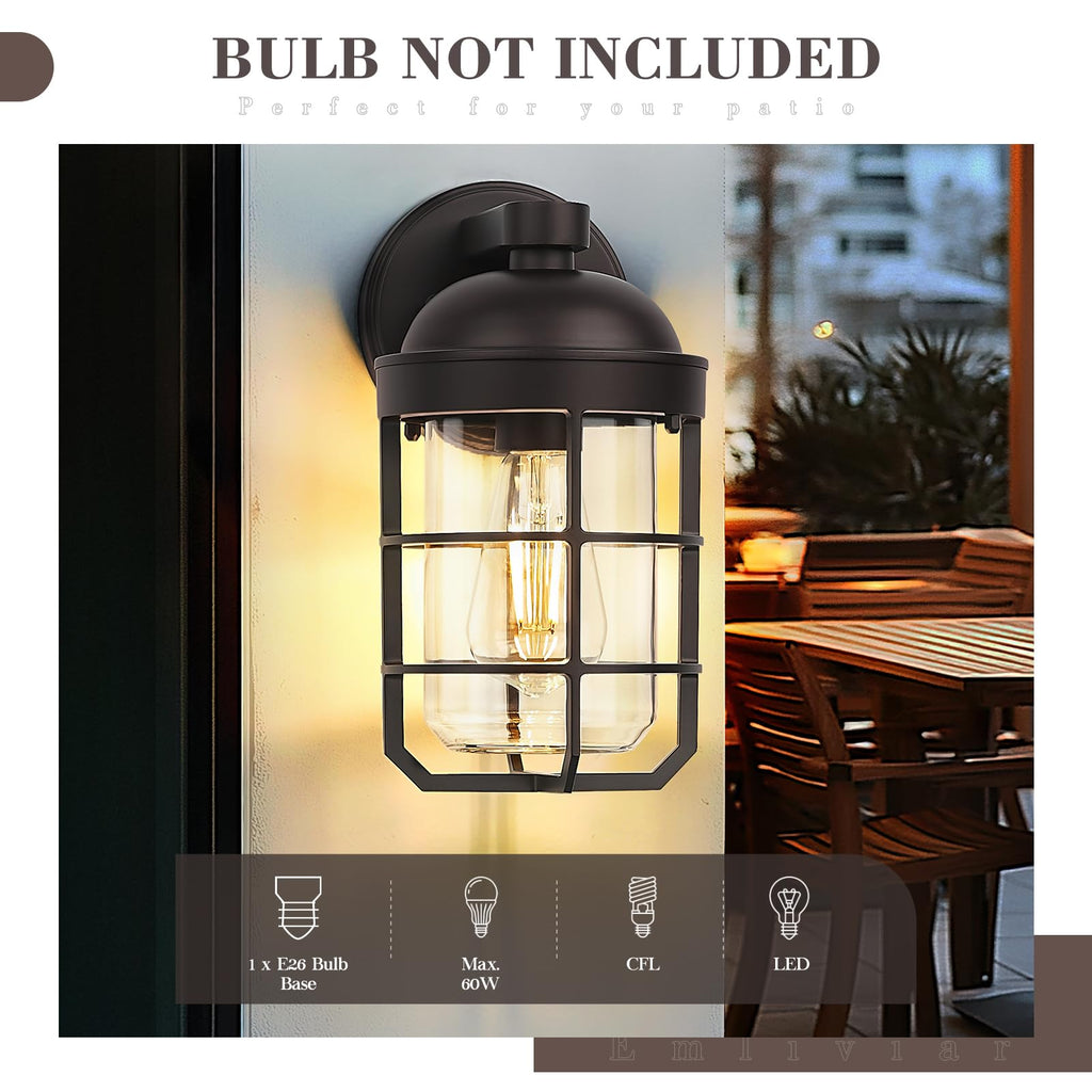 Farmhouse Wall Mount Outdoor Lighting, Nautical Exterior Light Fixture Metal with Clear Glass, Outside Light in Oil