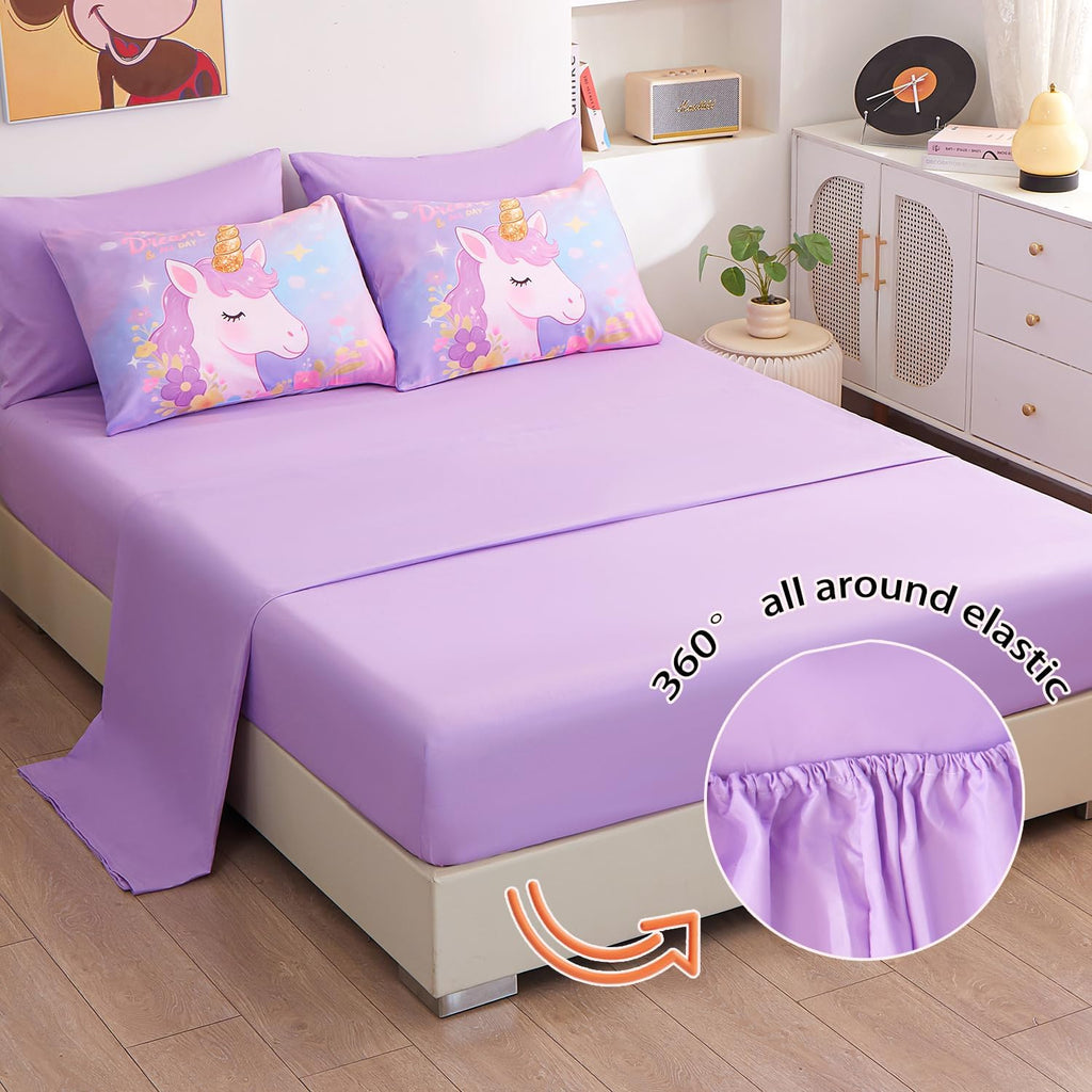 Twin Comforter Set for Girls 5 Piece Unicorn Bedding Set for Girls Super Soft Microfiber Bed Set Bed in a Bag with