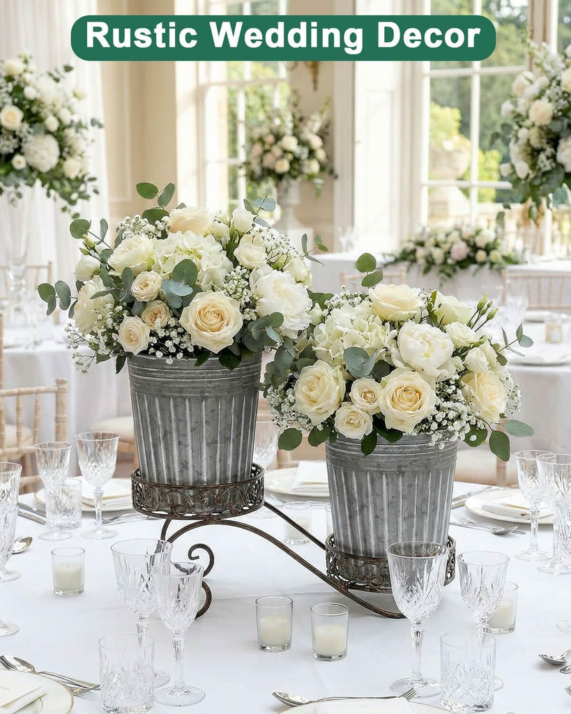 7 Inch Planters, 6 Pack Metal Flower Pots with Drain Hole