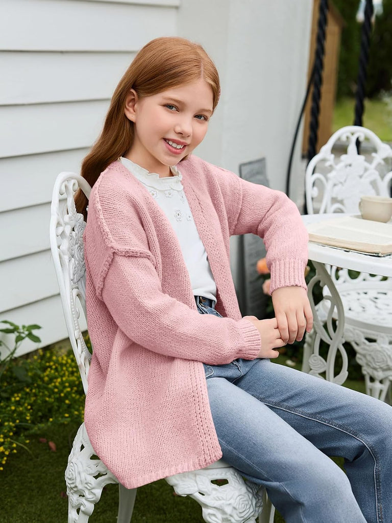 Girls Oversized Cardigan Sweaters Kids Open Front Sweater