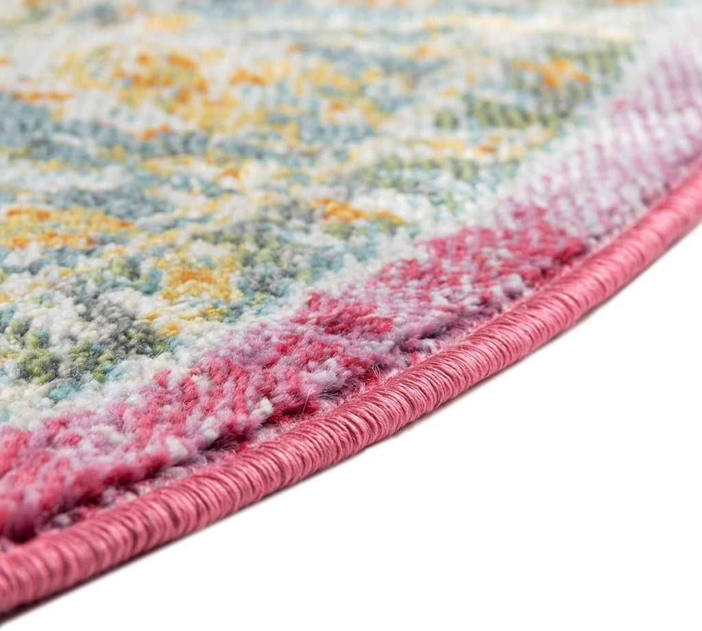 Paragon Rug - 5' Oval Pink Easy-Clean Rug - Vintage Floral Design s, Bedrooms, and Entryways