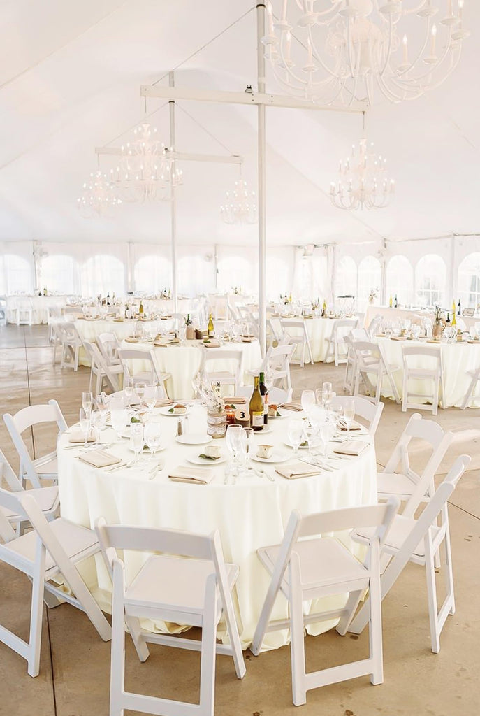 10 Packs Ivory Round Tablecloth - 120 Inch, Polyester