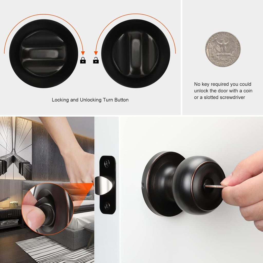 6 Pack Oil Rubbed Bronze Door Knobs Interior