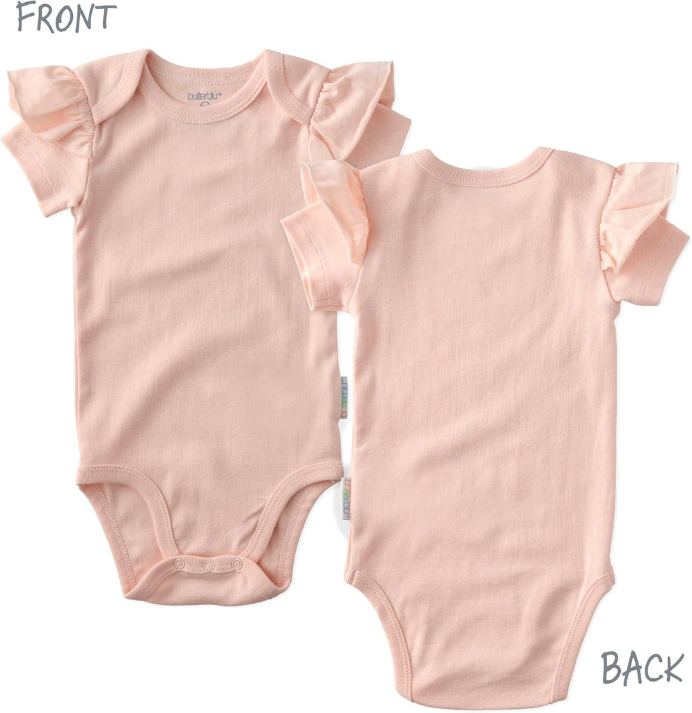 Rory Pack Short Sleeve Ruffle Bodysuits 100% Cotton