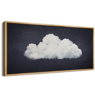 Extra Large Framed Canvas Print Wall Art Solitary Cloud Minimalist Sky Illustrations Modern Art Calm Warm - 60"x30"