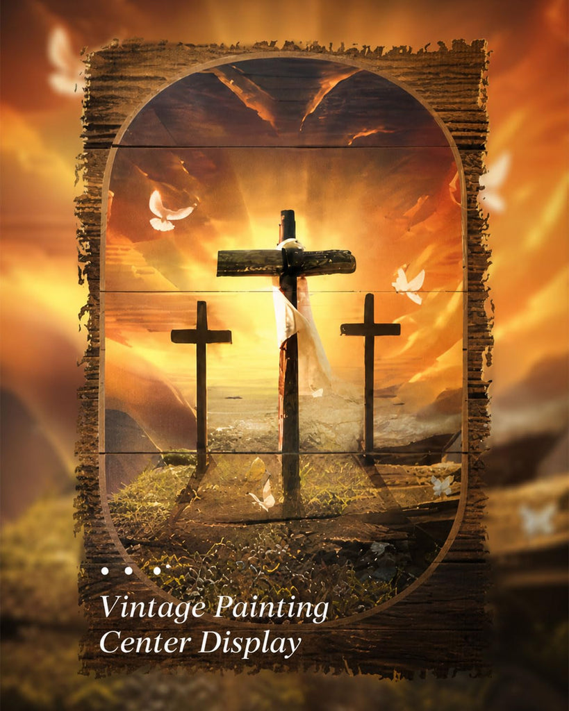 Gold Framed Wall Art, Christian God Canvas Prints, Lion and Lamb Cross Picture Wall Decor, Religious Bible Verse