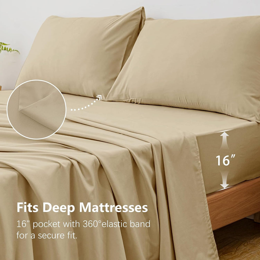 King 4 Piece Sheet Set - Hotel Luxury Bedding for King Bed - Soft and Breathable Bed Sheets Set - Deep Pocket
