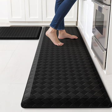 4/5 Inch Cushioned Anti Fatigue Kitchen Mats for Floor, Black | 2PCS Kitchen Rugs, Non-Slip Standing Desk Mat