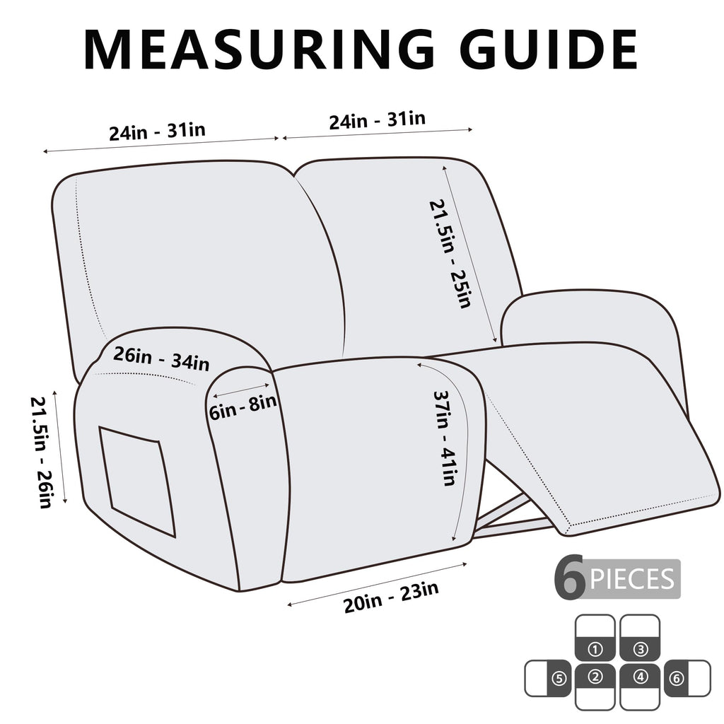 2 seat Recliner Chair Covers 6 Piece Stretch Chair Covers Recliner Slipcovers Couch Furniture Protector with Stripe