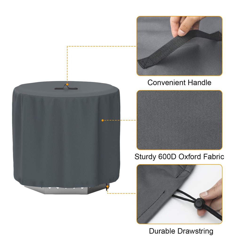 Pit Lid with 600D Oxford Fabric Fire Pit Cover for Yukon 27'' Fire Pit, Stainless Steel Portable Firt Pit Accessories