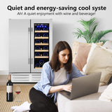 Wine and Beverage Refrigerator,24 Inch Dual Zone Wine Beverage Cooler, Built