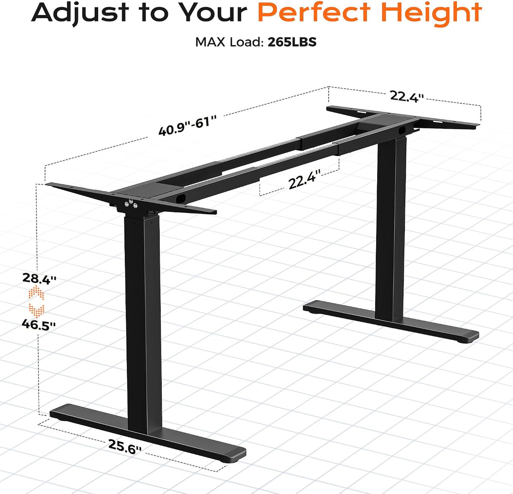 Dual Motor Electric Standing Desk Frame, Sit Stand up Desk Leg for 47.2" to 86.6" Desktop, Computer Desk Leg with