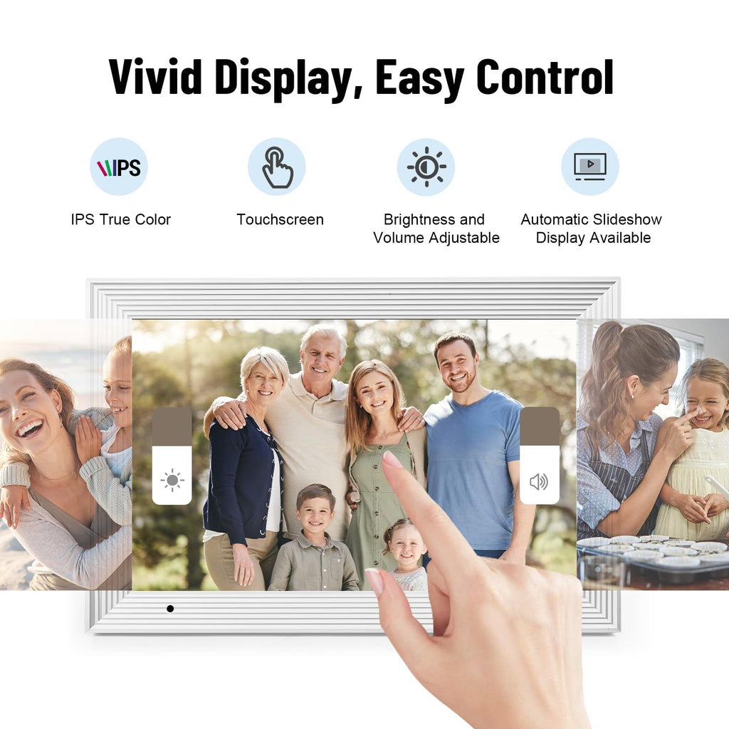 Digital Picture Frame, 10.1'' WiFi Electronic Photo Frames with 32GB Memory, 1280 * 800 IPS HD Touch Screen