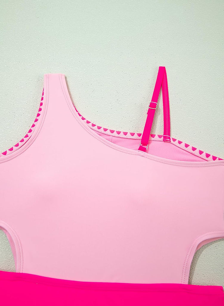 Girls Swimsuits One Piece Color Block Bathing Suits