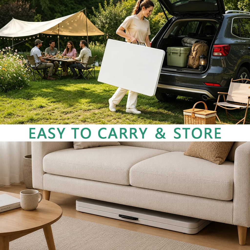 6ft Folding Table Heavy Duty Plastic Portable Picnic Table
