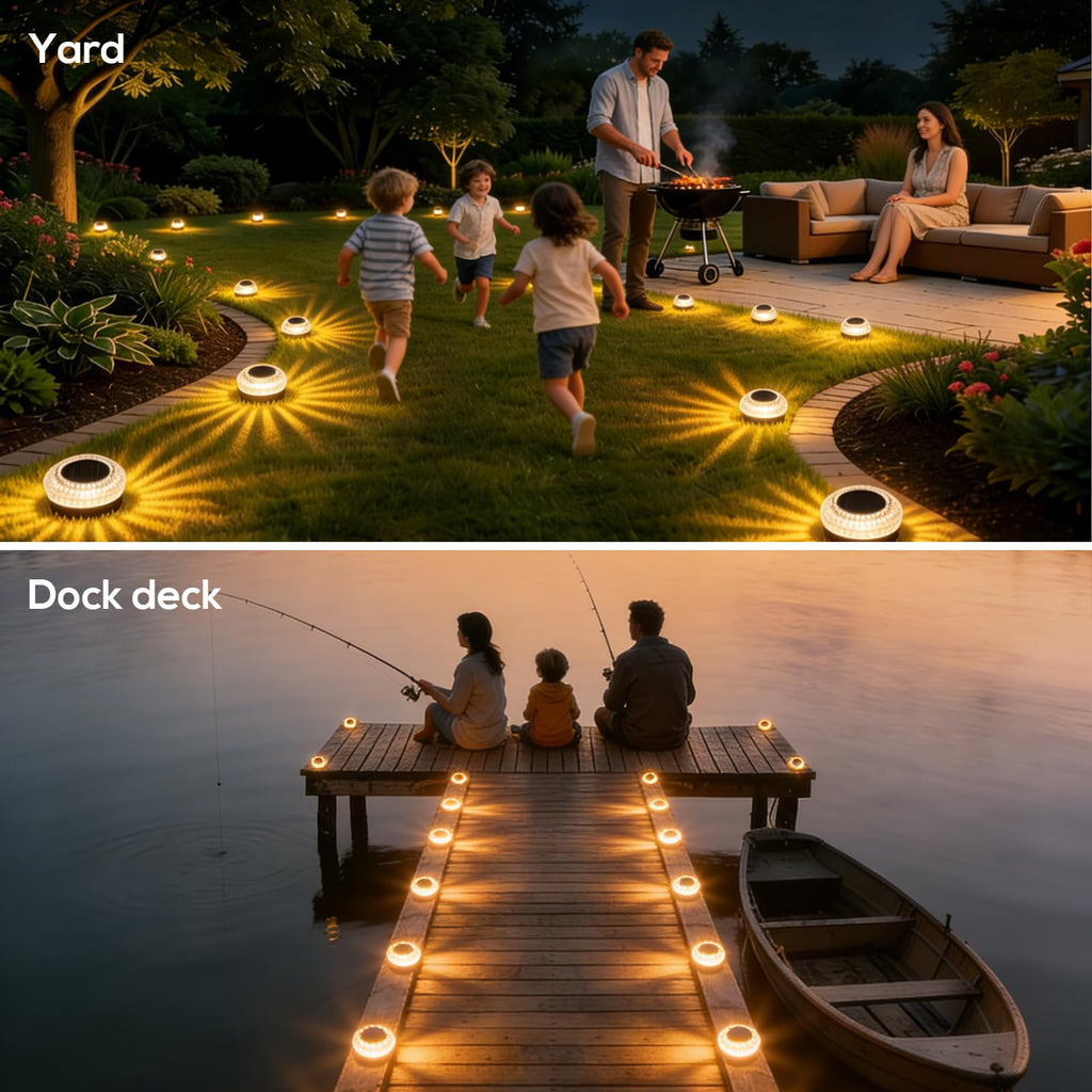 Solar Deck Lights Outdoor, IP67 Waterproof Solar Driveway Dock Lights