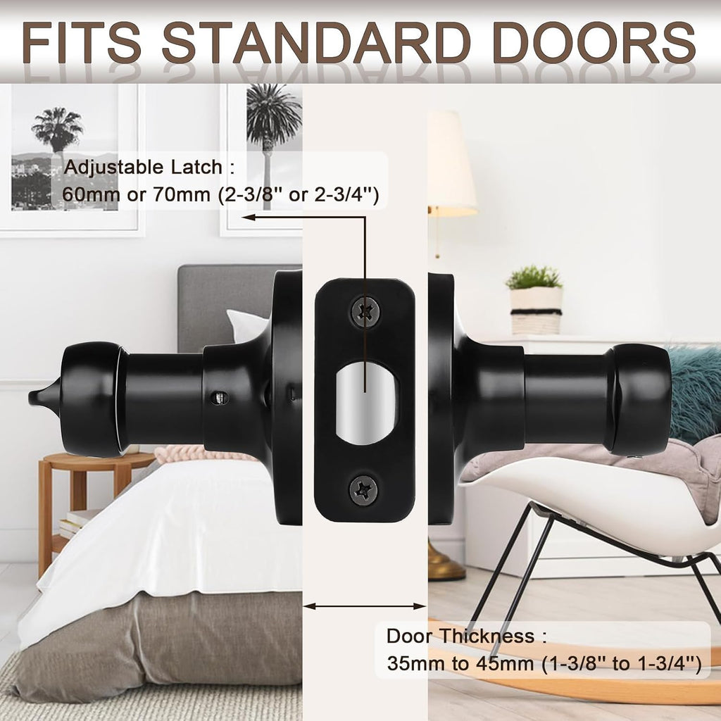 6 Pack Matte Black Door Handles Privacy Door Levers, Heavy Duty Wave Style Bed/Bath Door Locks Interior Door Knobs