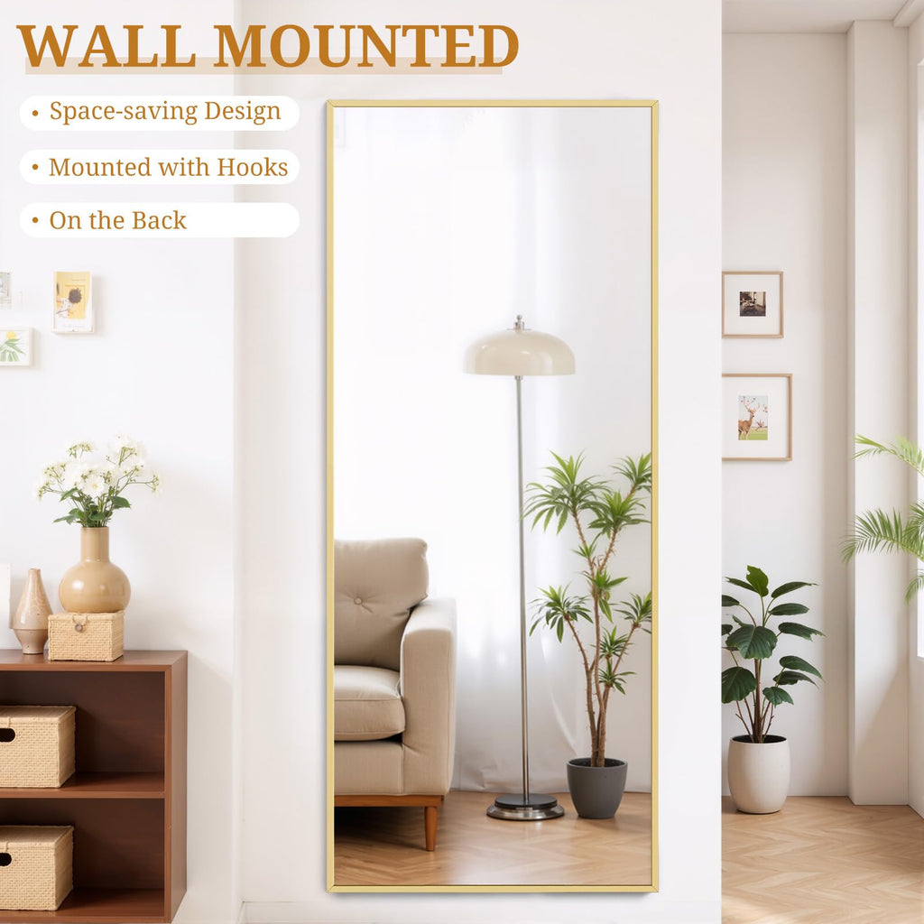 Full Length Mirror 68"x26" Full Body Mirror Rectangle Free Standing Wall Mounted Leaning Floor Mirrors with Stand