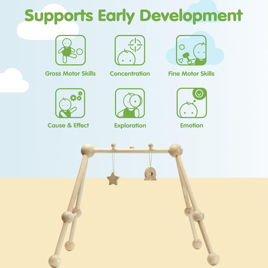Wooden Baby Gym Montessori Activity Center Kids A-Frame Design