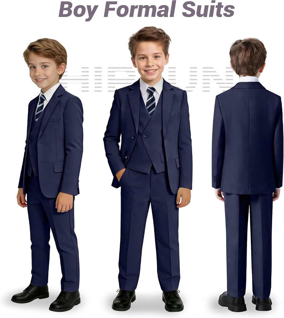 Boys Formal Suits 5 Piece Slim Fit Suit for Kids Teen Boy Tuxedo