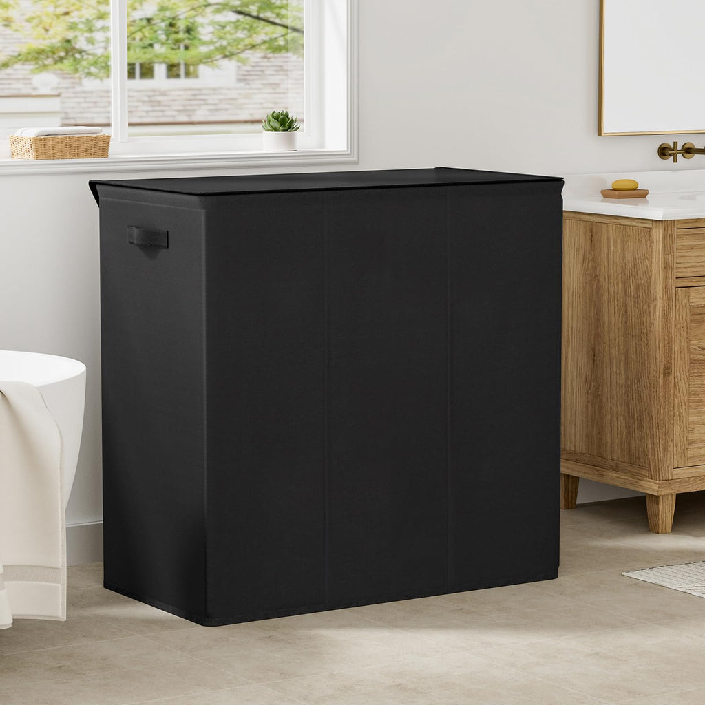 180L Laundry Hamper 3 Section, Large Laundry Basket with Lid