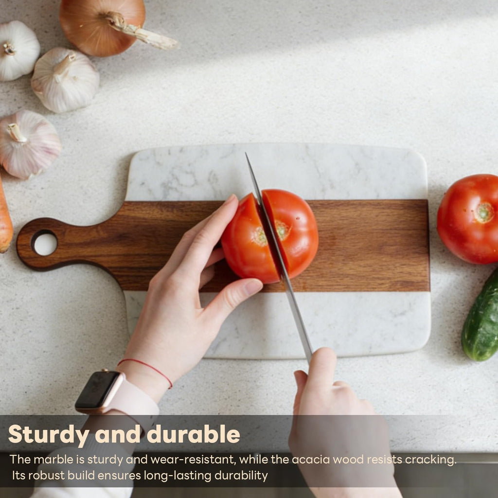 Marble Cutting Board, Charcuterie Board with Handle, Marble chopping board for steak, cheese, hamburgers