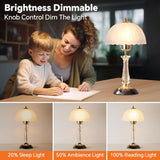 Crystal Table Lamp,Dimmable Bedside Lamp with ON/Off Switch Modern Glass Lamps Bedroom Living Room Decor (1PACK)