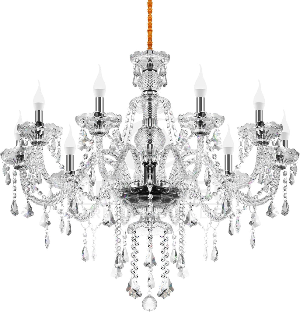 10 Lights Crystal Chandelier Luxurious K9 Crystal Ceiling Candle Pendant Lamp for Dining Living Room Bedroom Hallway Entry, Transparent A110-B08J3235RT