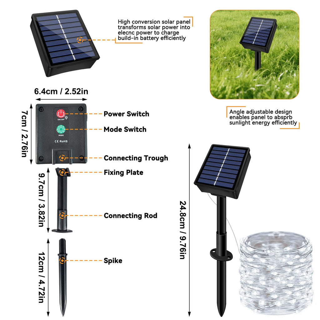 Solar String Lights Outdoor Waterproof 6 Pack Total 198ft White