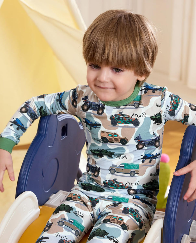Bamboo Viscose Toddler Kids Pajamas Set, Long Sleeve Boys