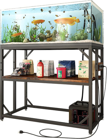 40 Gallon Fish Tank Stand with Power Outlet, Adjustable Shelf