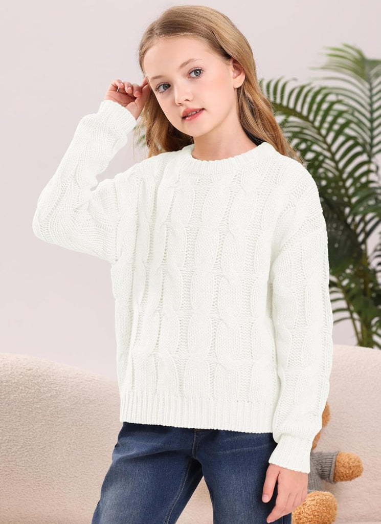 Cable Knit Sweaters Long Sleeve Crewneck Pullover Sweater