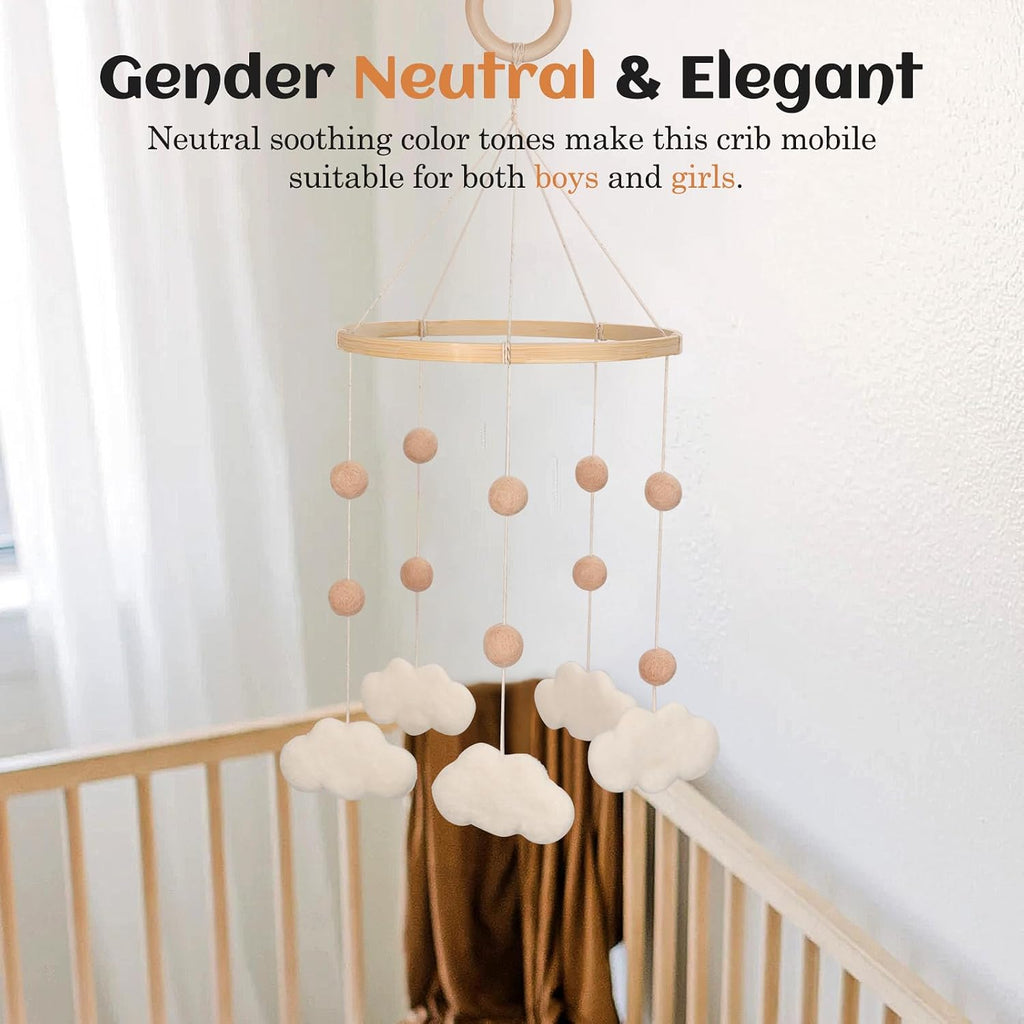 Felt Cloud Mobile for Crib - Baby Mobile for Crib - Crib Mobile for Girls, Boys - Boho Crib Mobile - Felt Cloud