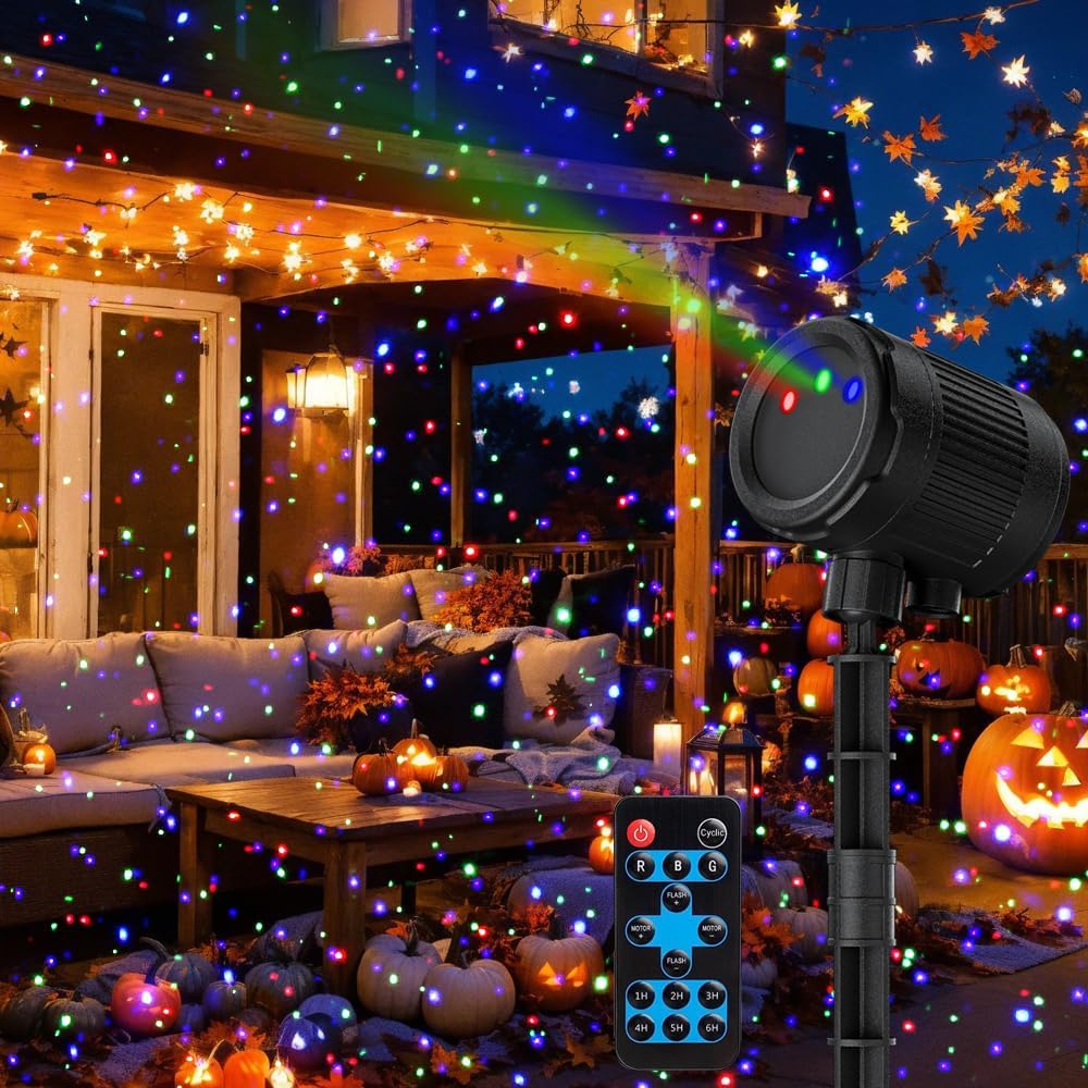 Laser Christmas Projector Lights Outdoor,3-Color (RGB) Wide Coverage Holiday Projector Lights with Timer and Memory