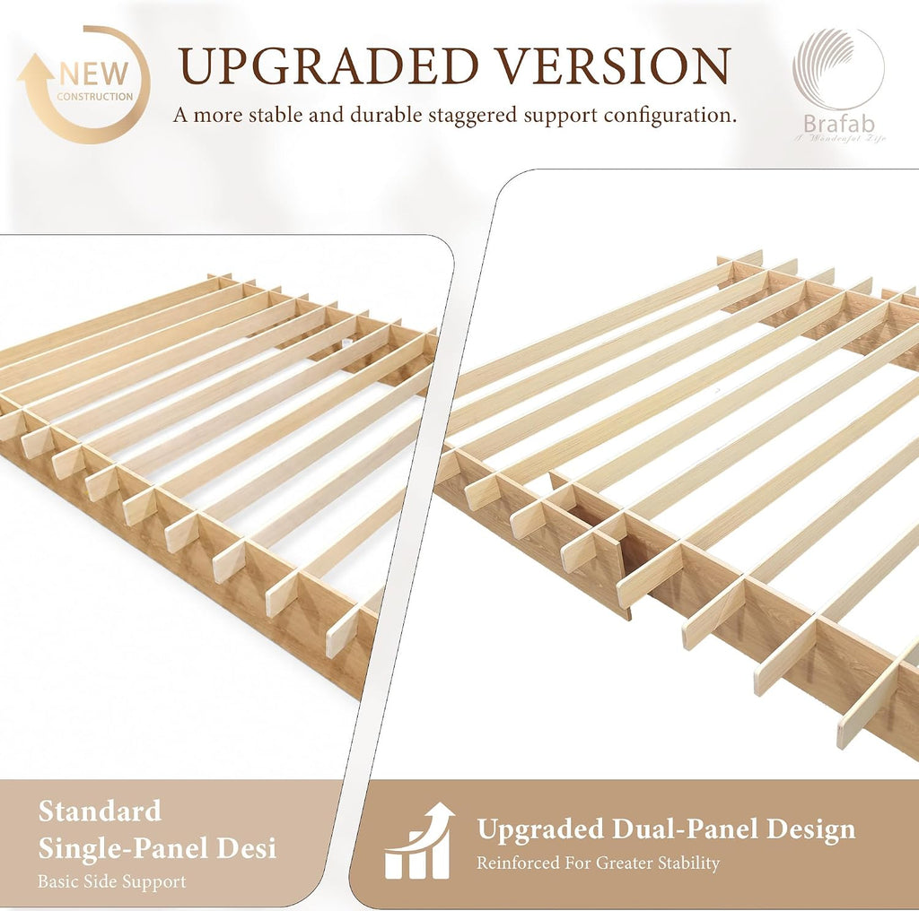 Wood Platform Bed Frame, Japanese Joinery Tool‐Free Bed Frame