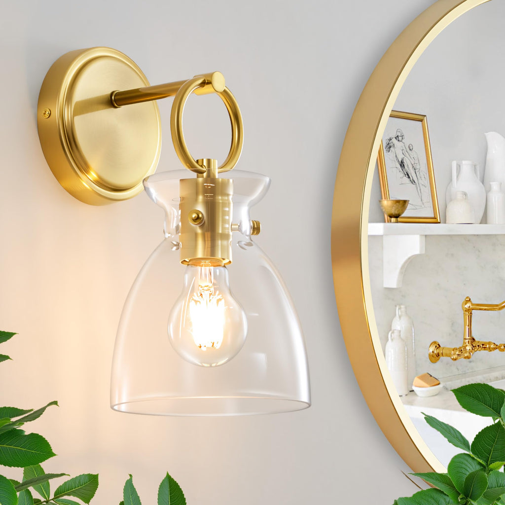 Gold Wall Sconce 1-Light Farmhouse Vanity Light Fixtures