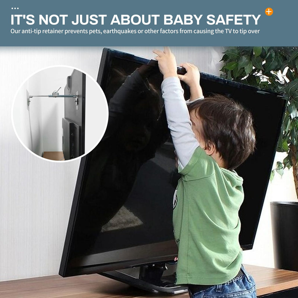 Metal TV Safety Straps, TV Anchors for Baby Proofing to Prevent Forward or Backward Tipping, TV Straps Safety for