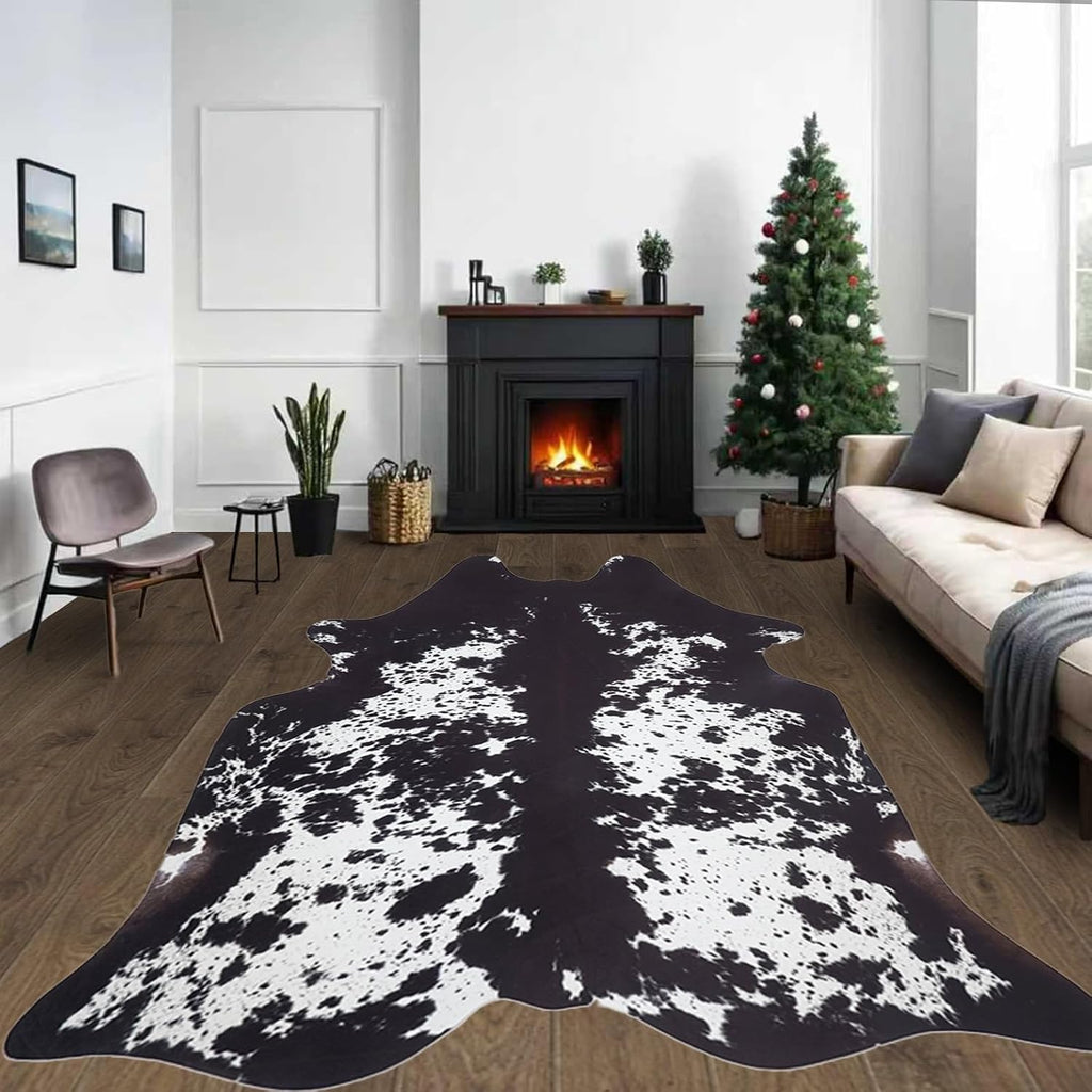 Cow Hide Rug Faux Cowhide Rug Large 8x10 Cow Print Rugs Area Carpet Animal Print Western Home Decor Bedroom