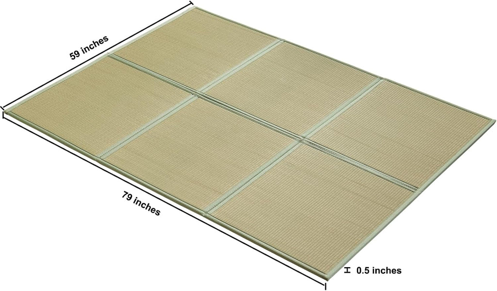 Rush Grass Floor Tatami Mat, Queen, 79" x 59" x 0.5"