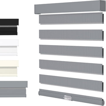 Cordless Zebra Blinds for Windows with Free-Stop(Gray,36" W x 72" H) Dual Layer Shades for Day & Night Privacy and